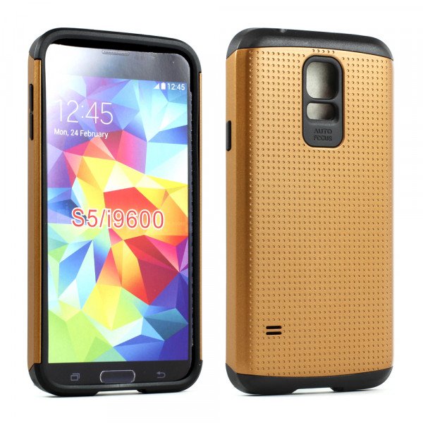 Wholesale Samsung Galaxy S5 i9600 Slim Armor Hybrid Case (Gold)